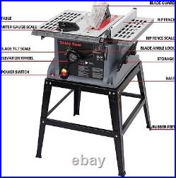 10inch Portable Table Saw 5000RPM 15A Multifunctional Table Saw with Stand Push