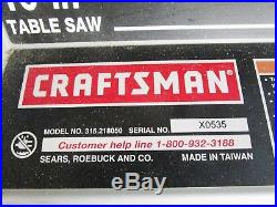 Craftsman 10 Table Saw Fence Model 315.218050