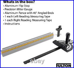 Fulton Precision Miter Gauge with Aluminum Miter Fence with 45 Degree Angled End