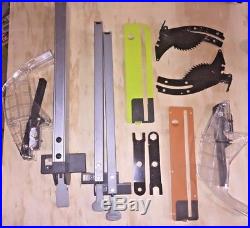 Lot of Table Saw Accessories, Table Saw Fence, Riving Knife, Plates, Blade Guard