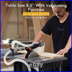 Portable Dust-Free Table Saw 15A 8-1/2in 5000RPM Woodworking Compact with Dust Bag