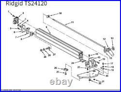 Ridgid TS24120 Table Saw Aluminum Rip Fence System With Rails & Hardware I2I2467