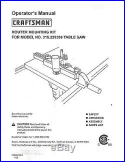 Sears Craftsman Table Saw Router Fence Kit, fits Align-A-Rip & XR Aluminum Model