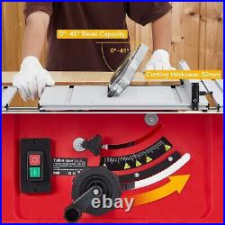 Table Saw, 10 Inch 15A Multifunctional Saw with Stand & Push Stick, 90° Cross