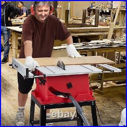 Table Saw, 10 Inch 15A Multifunctional Saw with Stand & Push Stick, 90° Cross