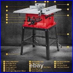 Table Saw, 10 Inch 15A Multifunctional Saw with Stand & Push Stick for Jobsid