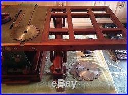 Vintage Table Saw Powr Kraft 7 Inch Tilt Mahogany Base, Fence Square Table